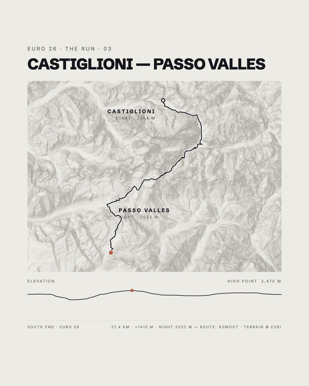 Castiglioni → Passo Valles route map
